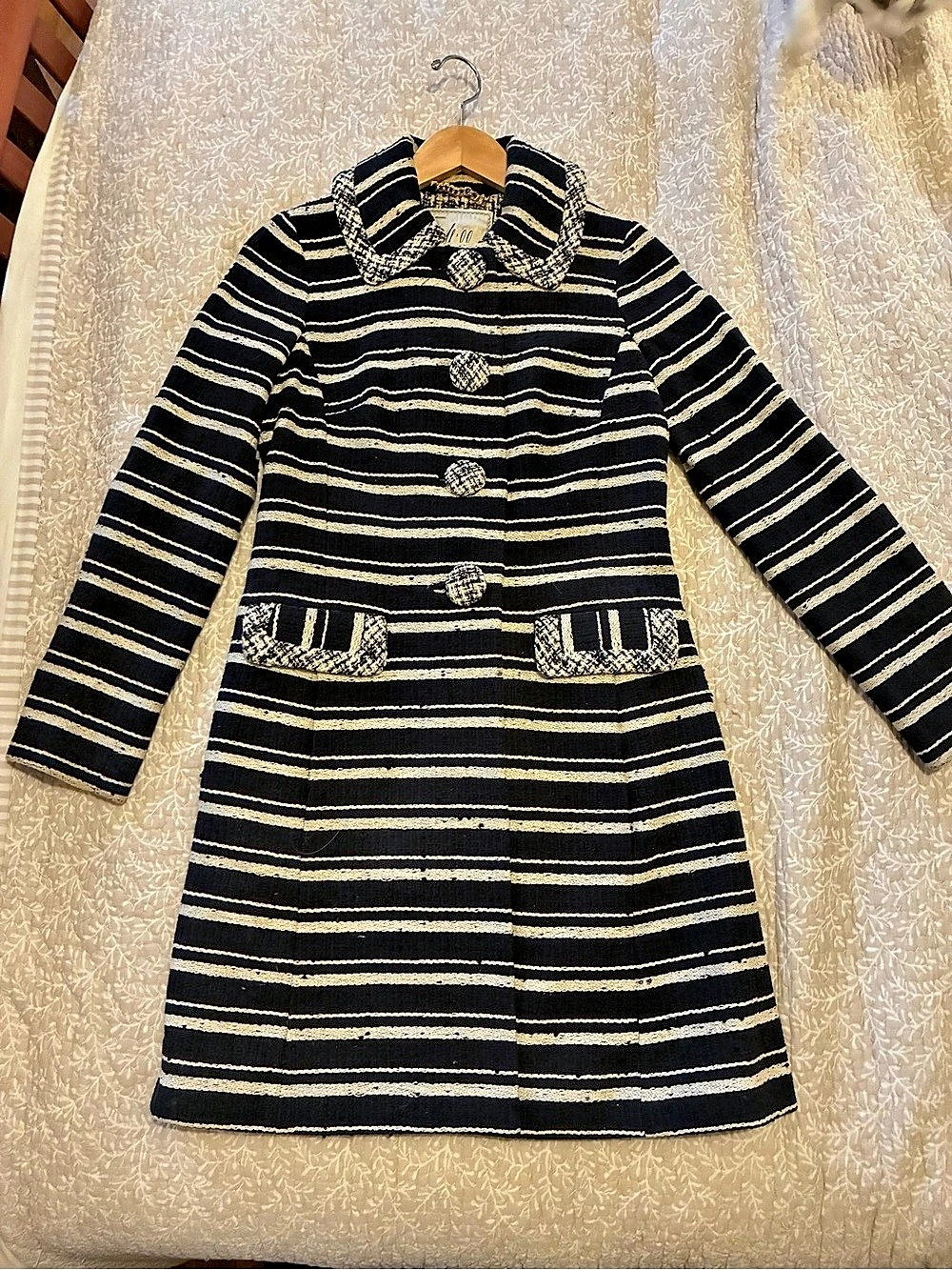Milly Striped Coat in Black & White Size 2 Like New